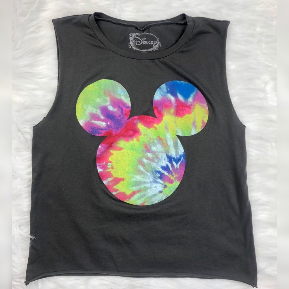 {disney} mickey mouse tie dye grey tank top